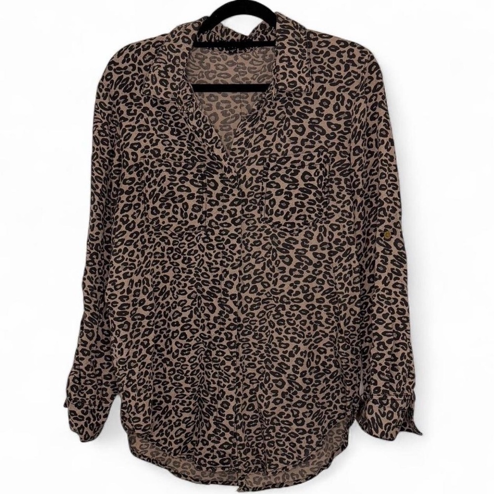 Velvet Heart Brown Leopard Print Blouse size Small